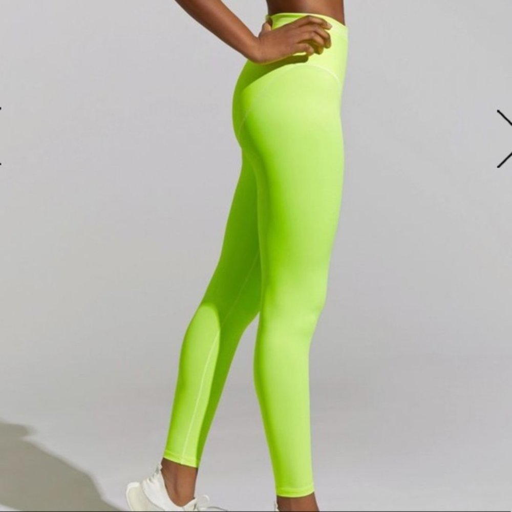ADAM SELMAN SPORT NEON YELLOW LEGGINGS SIZE L